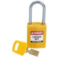 Brady Compact SafeKey Key Retaining Nylon Padlock 1.5in Aluminum Shackle KD Yellow 1PK CPT-YLW-38AL-KD